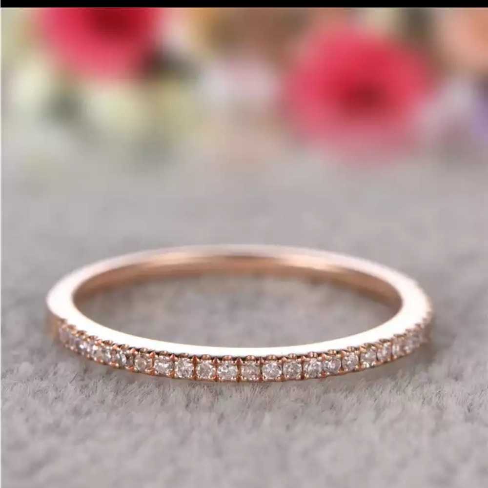New Women’s Rose Gold Plated Diamond Band  Ring